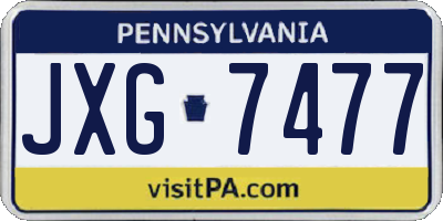 PA license plate JXG7477