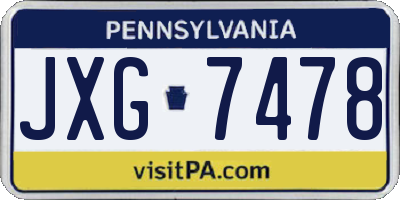 PA license plate JXG7478