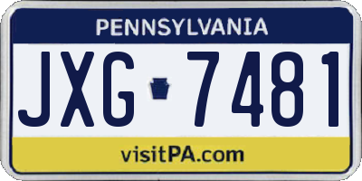 PA license plate JXG7481