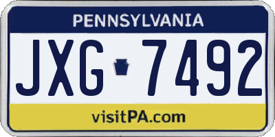 PA license plate JXG7492