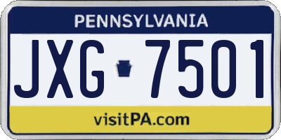 PA license plate JXG7501