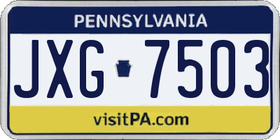 PA license plate JXG7503