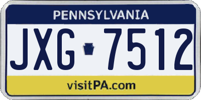 PA license plate JXG7512