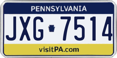 PA license plate JXG7514