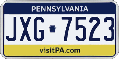 PA license plate JXG7523