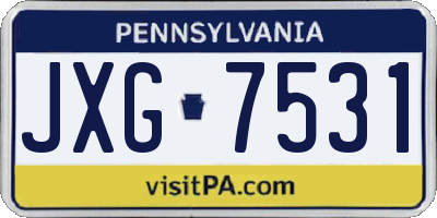 PA license plate JXG7531