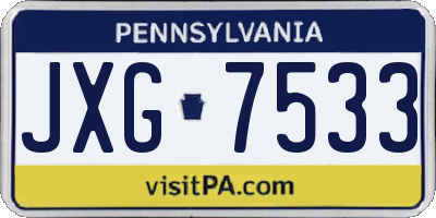 PA license plate JXG7533