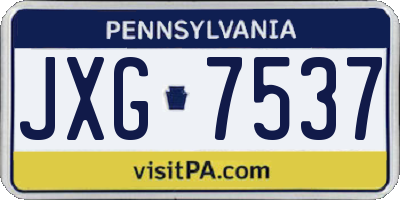 PA license plate JXG7537