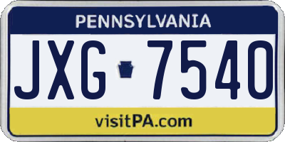 PA license plate JXG7540