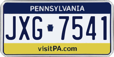 PA license plate JXG7541