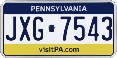 PA license plate JXG7543