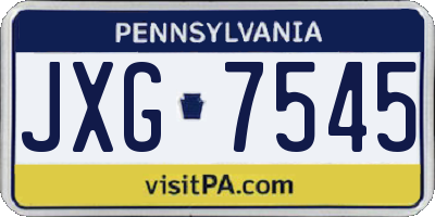 PA license plate JXG7545