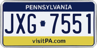 PA license plate JXG7551