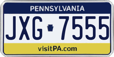 PA license plate JXG7555