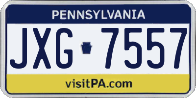 PA license plate JXG7557