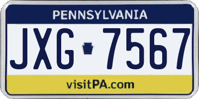 PA license plate JXG7567