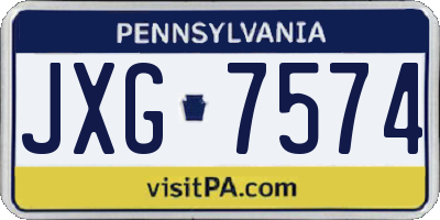 PA license plate JXG7574
