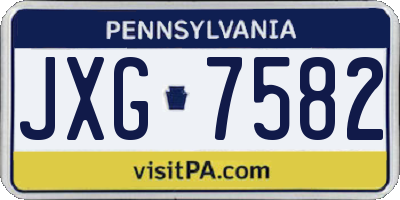 PA license plate JXG7582