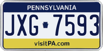 PA license plate JXG7593