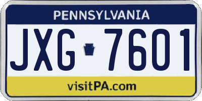 PA license plate JXG7601
