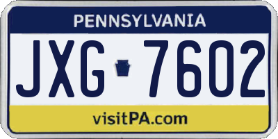 PA license plate JXG7602
