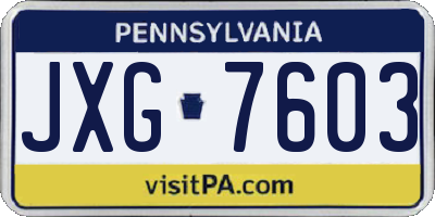 PA license plate JXG7603