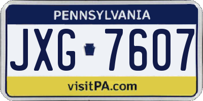PA license plate JXG7607
