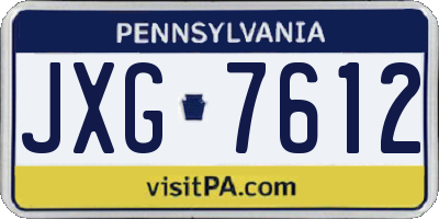 PA license plate JXG7612