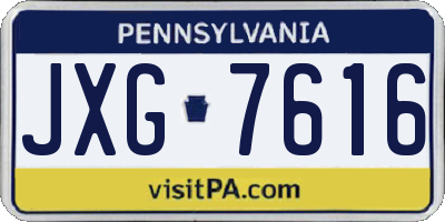 PA license plate JXG7616