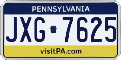 PA license plate JXG7625