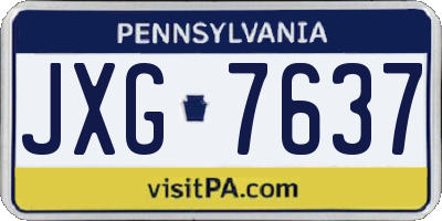 PA license plate JXG7637