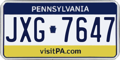 PA license plate JXG7647