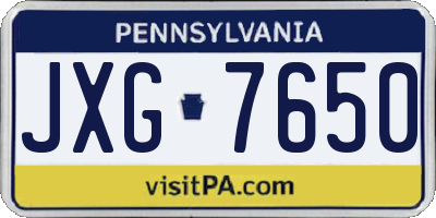 PA license plate JXG7650