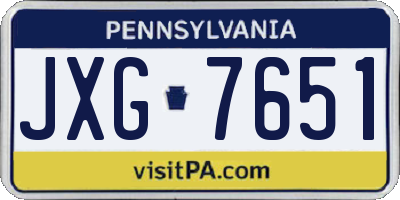 PA license plate JXG7651