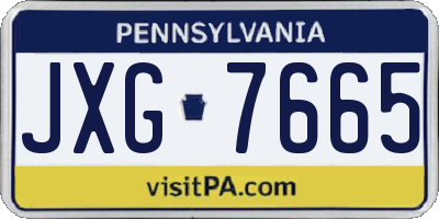 PA license plate JXG7665