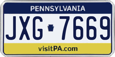 PA license plate JXG7669