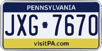 PA license plate JXG7670