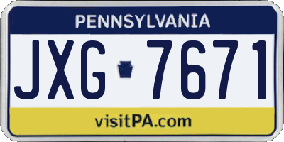 PA license plate JXG7671