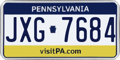 PA license plate JXG7684