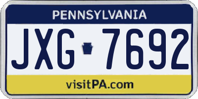 PA license plate JXG7692