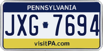 PA license plate JXG7694