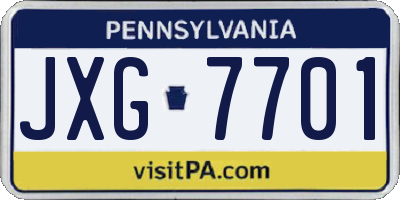 PA license plate JXG7701