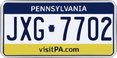 PA license plate JXG7702