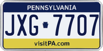 PA license plate JXG7707
