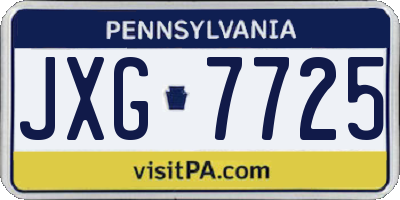 PA license plate JXG7725