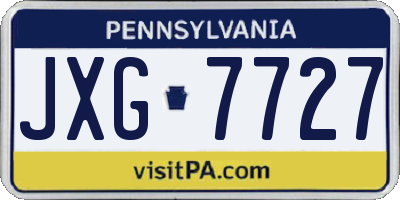 PA license plate JXG7727