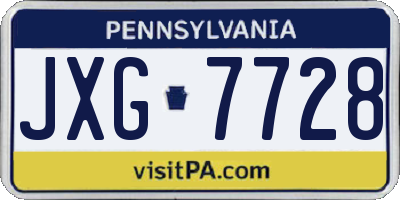 PA license plate JXG7728