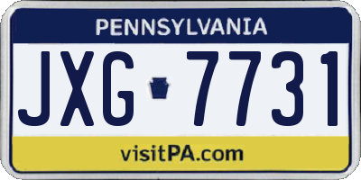 PA license plate JXG7731