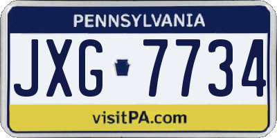 PA license plate JXG7734