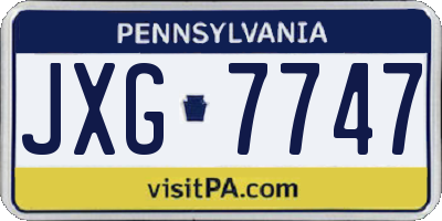 PA license plate JXG7747